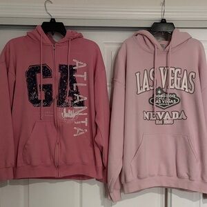 Pink Graphic Hoodies - Atlanta & Las Vegas Prints Size L bundle